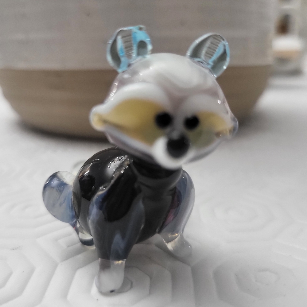 Handcrafted Glass Raccoon Figurine